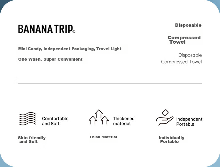 BANANA TRIP Компрессионные полотенца, одноразовые, портативные для деловых поездок и отелей, утолщенные и увеличенные, 20 шт., 24*30см