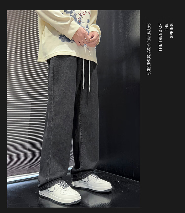 Джинсы NASA GISS для мужчин, японский уличный стиль, свободные прямые повседневные спортивные брюки, светло-голубые, XL