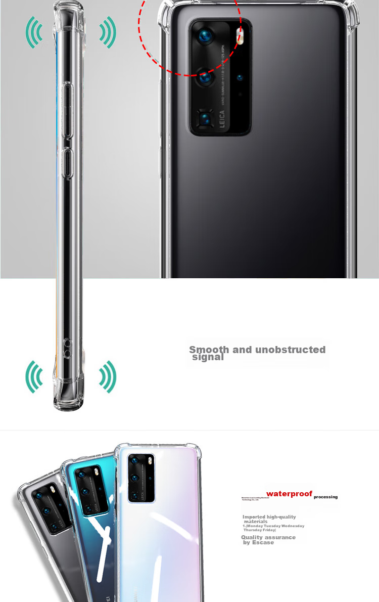 Чехол для телефона ESCASE для Huawei P40 Pro, полный комплект защиты, противоударный, прозрачный, с воздушной подушкой, двойной материал, защита от падений и пожелтения, модный, импортный немецкий ТПУ, высокая прозрачность