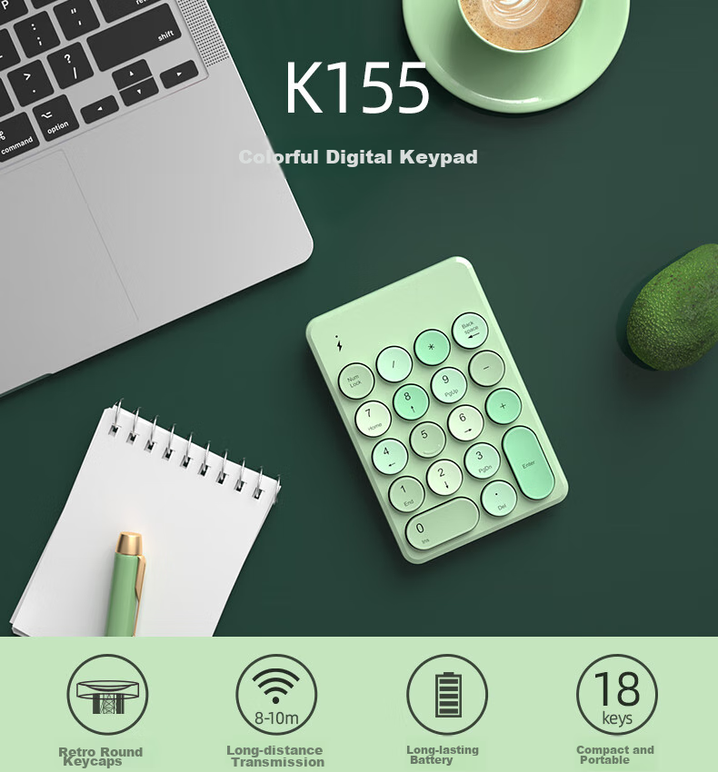 Беспроводная мини-клавиатура B.O.W K155, цвет розовый