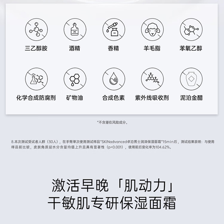 卓沿（SKIN ADVANCED） 屈臣氏SA.卓沿男士白金面霜 男士保湿霜50ml 润泽保湿