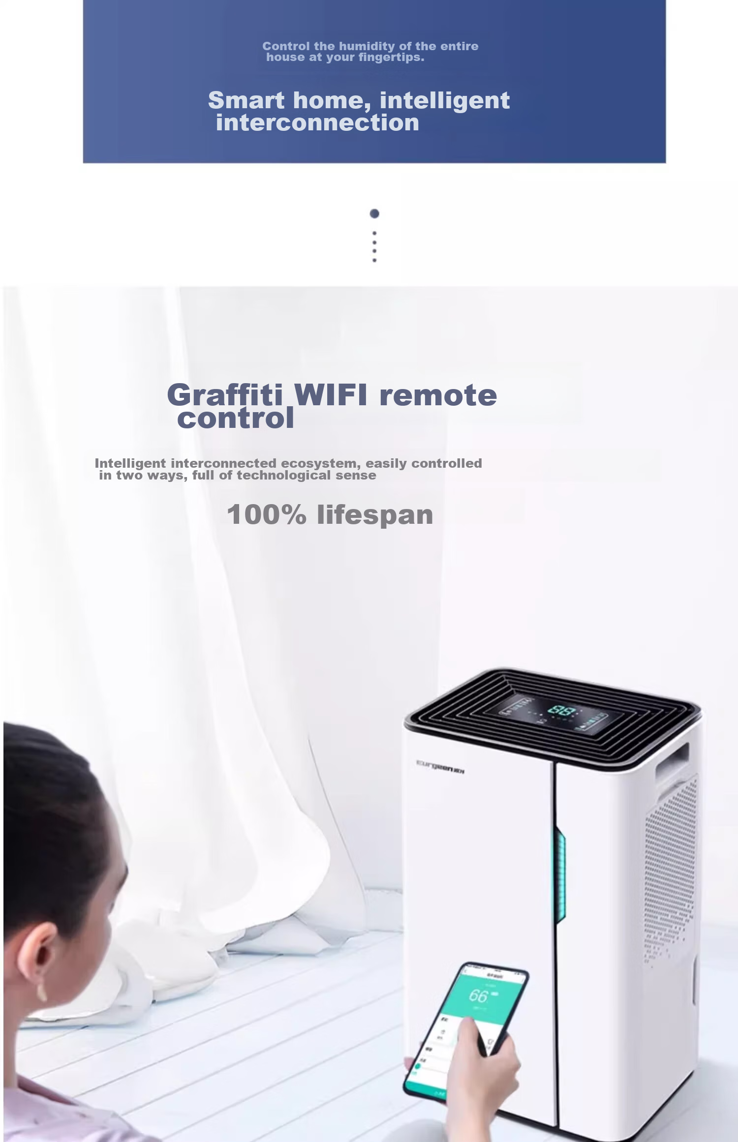 Осушитель воздуха Eurgeen OJ-231E, 20 л/сутки, площадь 20-40 м², белый