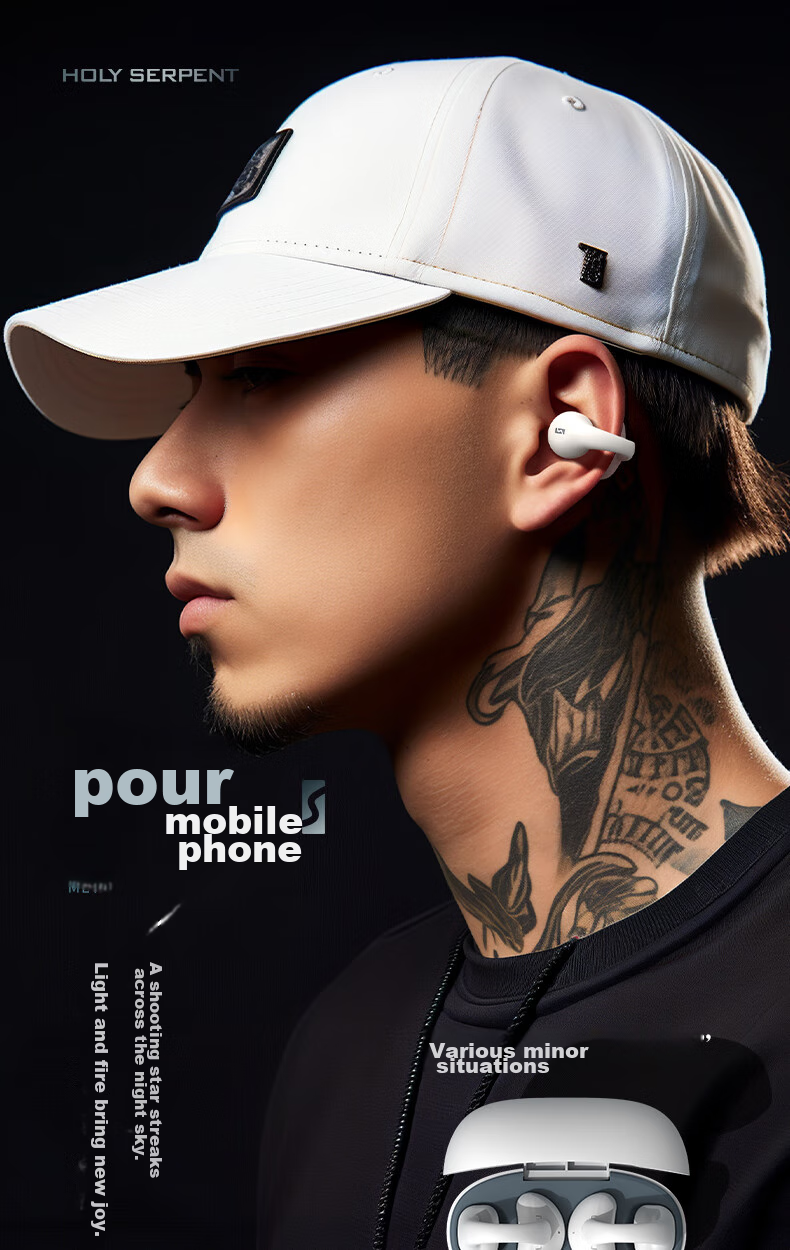 Беспроводные наушники Holy Serpent Meteorite C2 True Wireless Bluetooth, накладные, с костной проводимостью, для спорта, с шумоподавлением, совместимы с Apple и Huawei