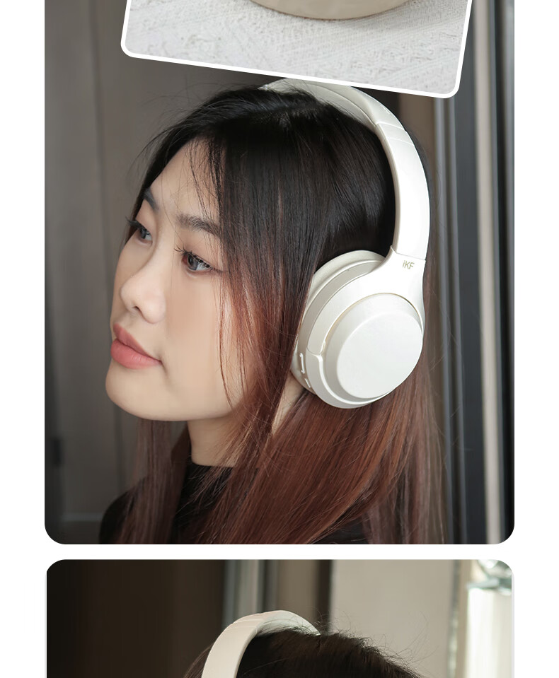 Беспроводные накладные наушники iKF T1 Pro с пространственным звуком, Hi-Fi аудио, Bluetooth 5.4, шумоподавление, белый