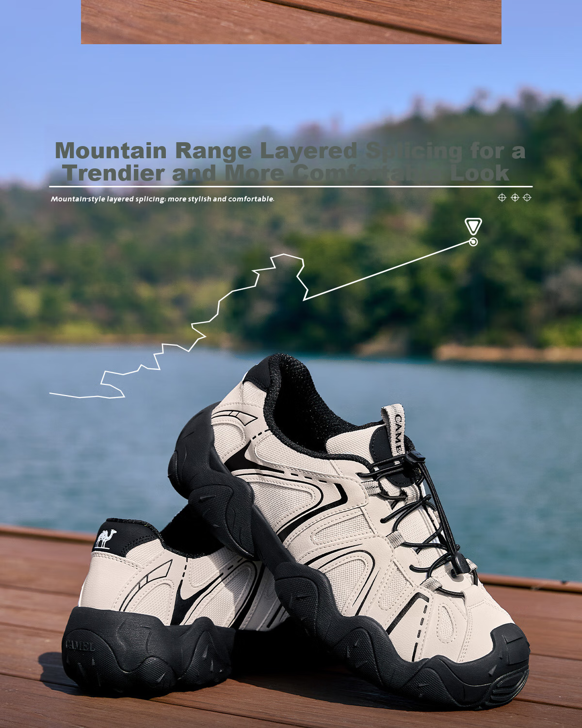 Мужские повседневные кроссовки CAMEL Cloud Mountain G15S076104, бежево-черные, размер 42