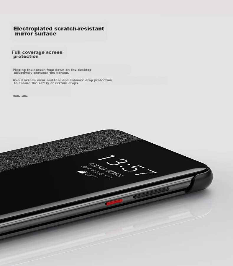 Чехол-книжка Ekakashop Smart View Flip Case для Huawei P40 Pro, защита от падений, бизнес-стиль, кожаный, черный