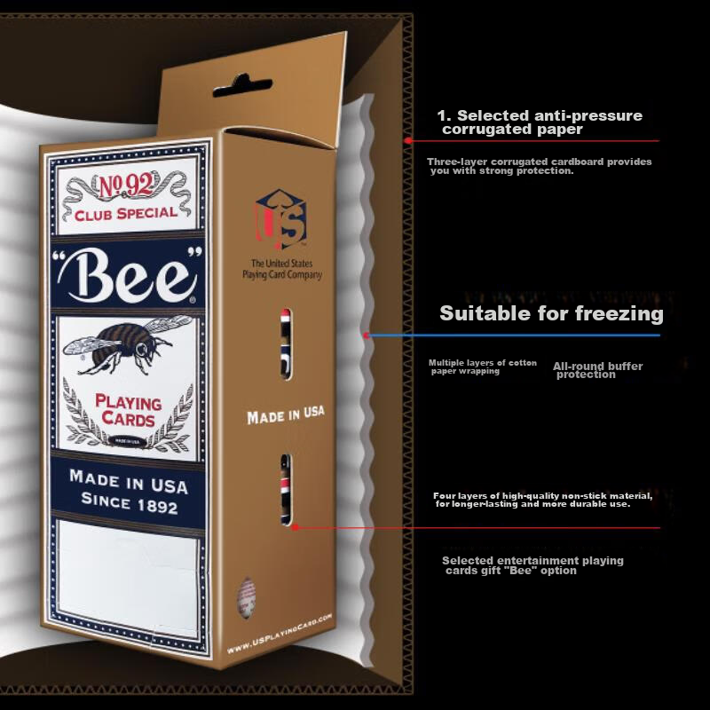 Колода игральных карт Bee Poker Cards, Техасский Холдем, широкие карты с черным сердечником, прочные, 12 колод (6 красных и 6 синих)