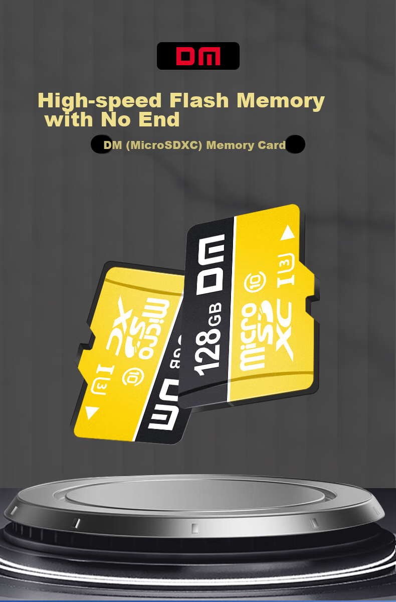 Карта памяти DM Daimai 128GB TF (MicroSD), желтая, C10, высокоскоростная карта памяти для мобильных телефонов, видеорегистраторов и камер видеонаблюдения