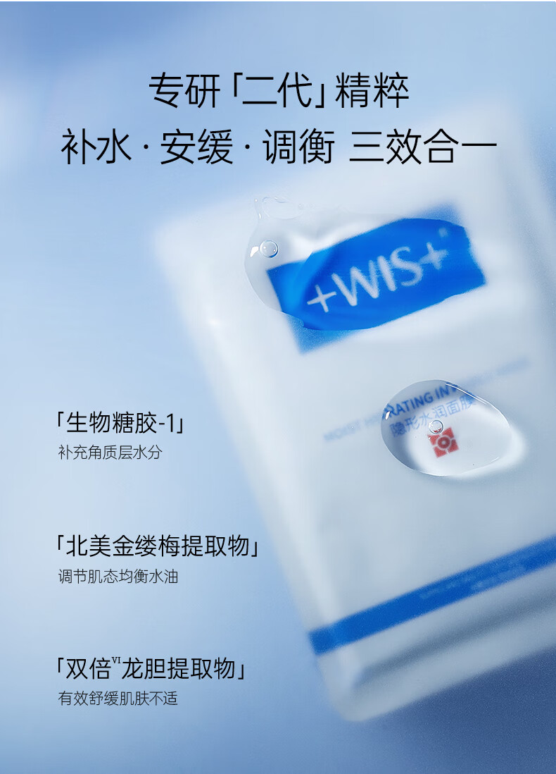 WIS隐形水润面膜24片 保湿滋润控油平衡玻尿酸补水女神节礼物送女友