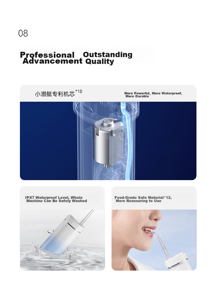 Huawei Zhixuan Libode Smart Oral Irrigator Pro, портативный ирригатор для полости рта с выдвижной конструкцией, очиститель зубов, подарок для парня и девушки на День святого Валентина, цвет "Ледяной кристалл" (синий)
