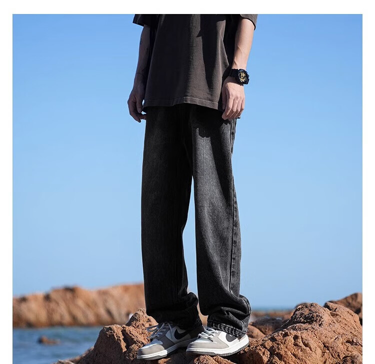 Джинсы Dingfengbaoluo мужские, утепленные, зимние, флисовые, прямые, повседневные, темно-синие, размер L