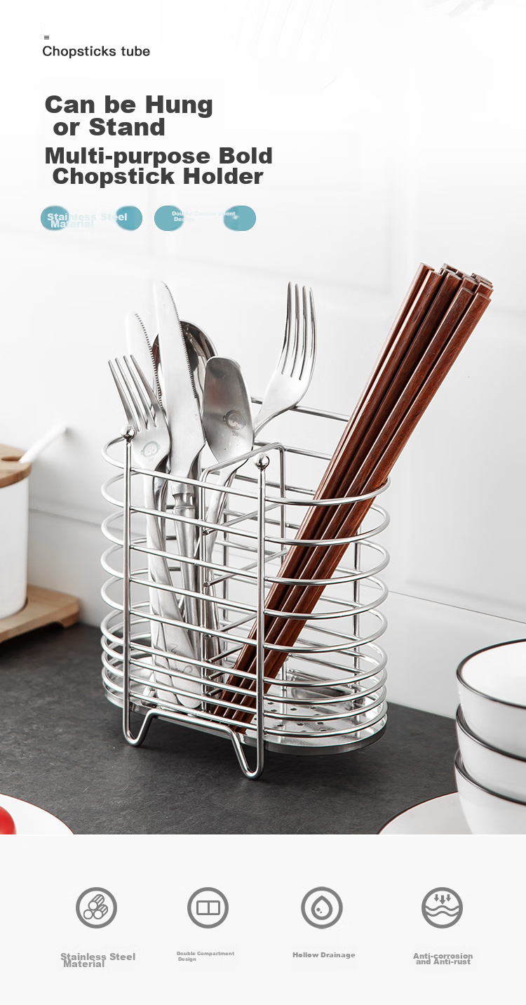 Держатель для палочек MAXCOOK, стойка для хранения столовых приборов из нержавеющей стали, контейнер с дренажем и защитой от плесени, два отделения MCWA205