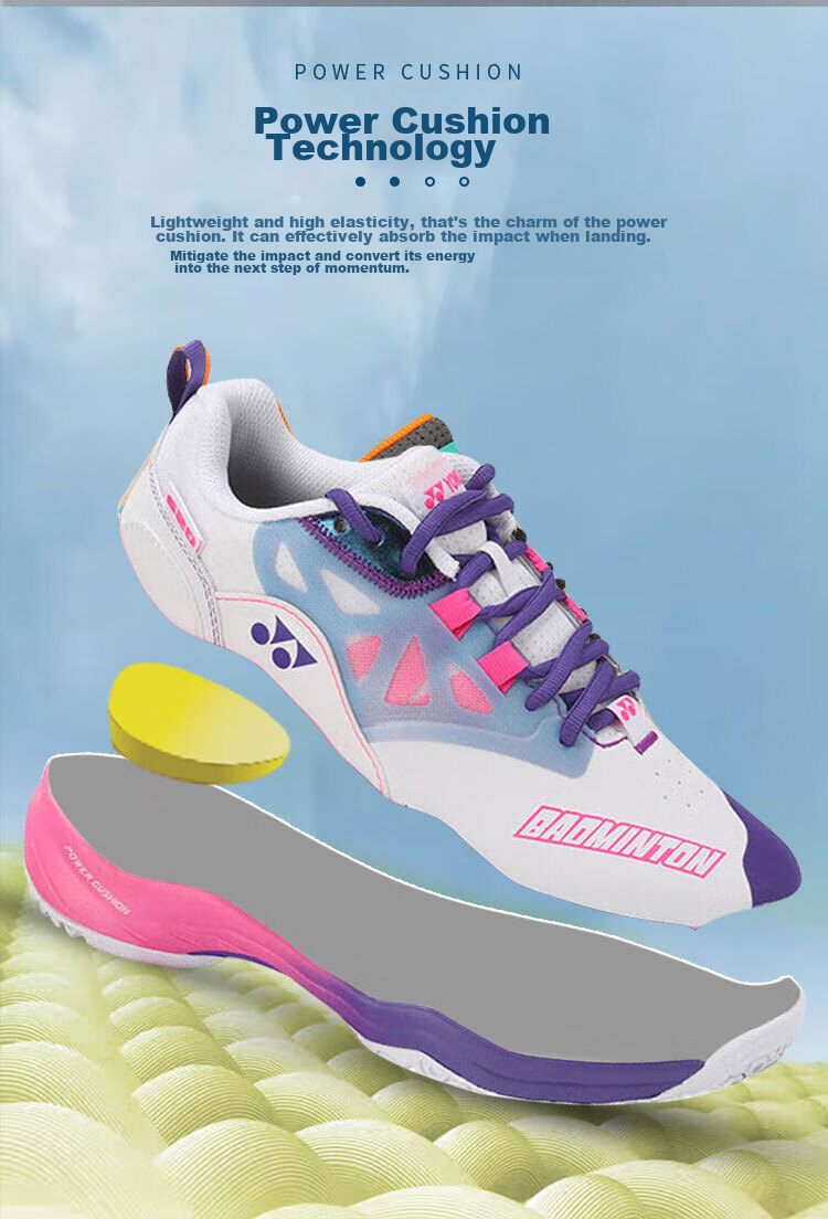Кроссовки для бадминтона YONEX SHB101CR, мужские и женские, с амортизацией Power Cushion, для начинающих, размер 43, белый/синий