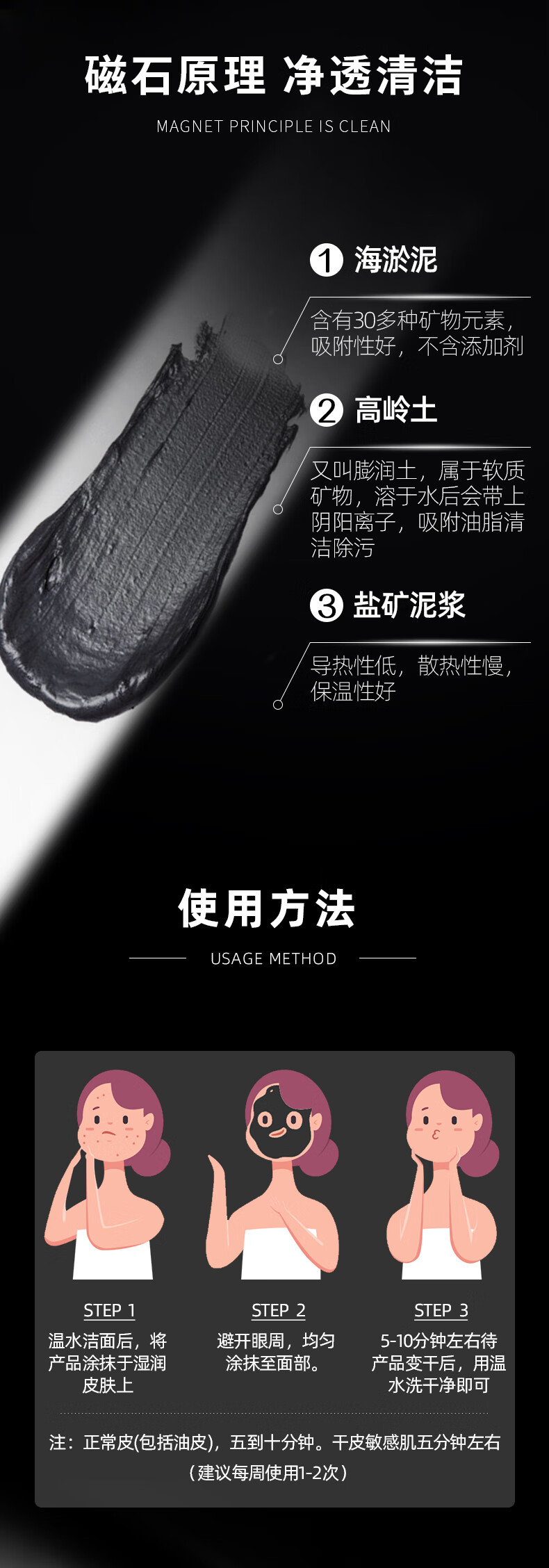 敷尔佳 黑泥膜涂抹式面膜净肤控油 2颗试用装