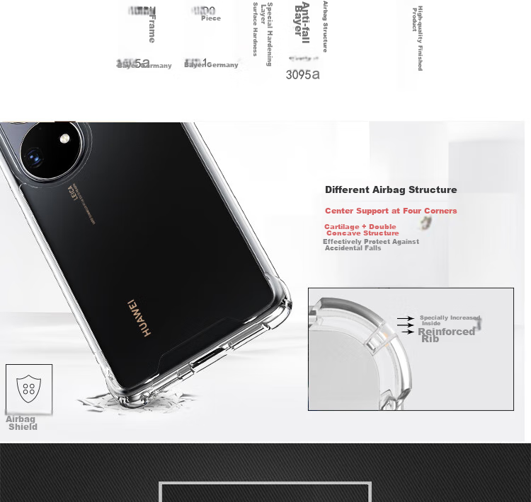 Чехол ESCASE для Huawei P50 Pro, полный охват, защита от падения, противоударный, анти-желтый, немецкий импортный TPU Bayer, высокая прозрачность