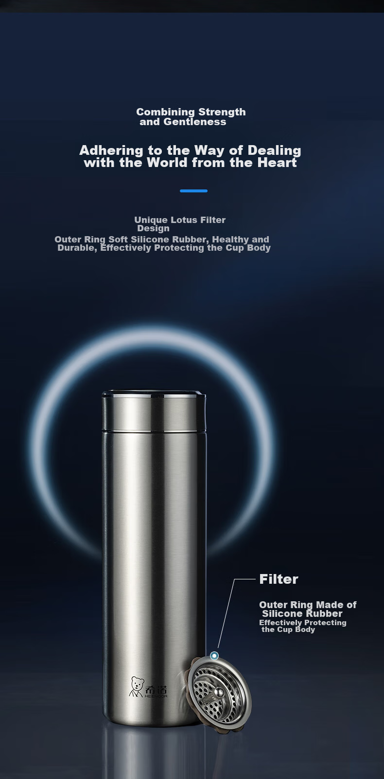 Термокружка HEENOOR XN-9606, 480 мл, темно-серая