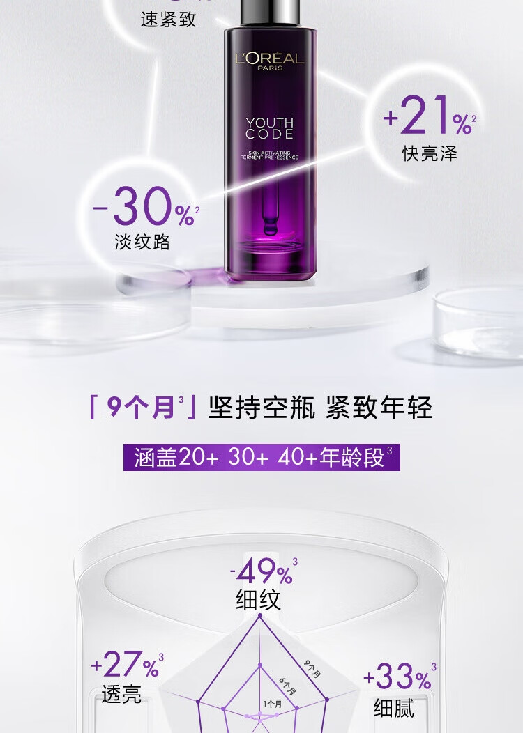 欧莱雅（LOREAL）黑精华3.0 50ml 肌底液补水保湿紧致修护 面部护肤品生日礼物女