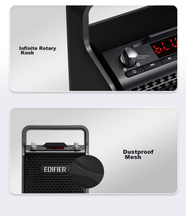 Портативная Bluetooth-колонка EDIFIER PP205S с двумя микрофонами, для караоке и усиления звука, Moonlight White