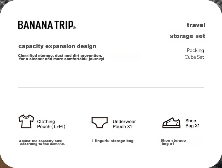 BANANA TRIP Набор сумок для путешествий, 4 предмета, серебристо-серый