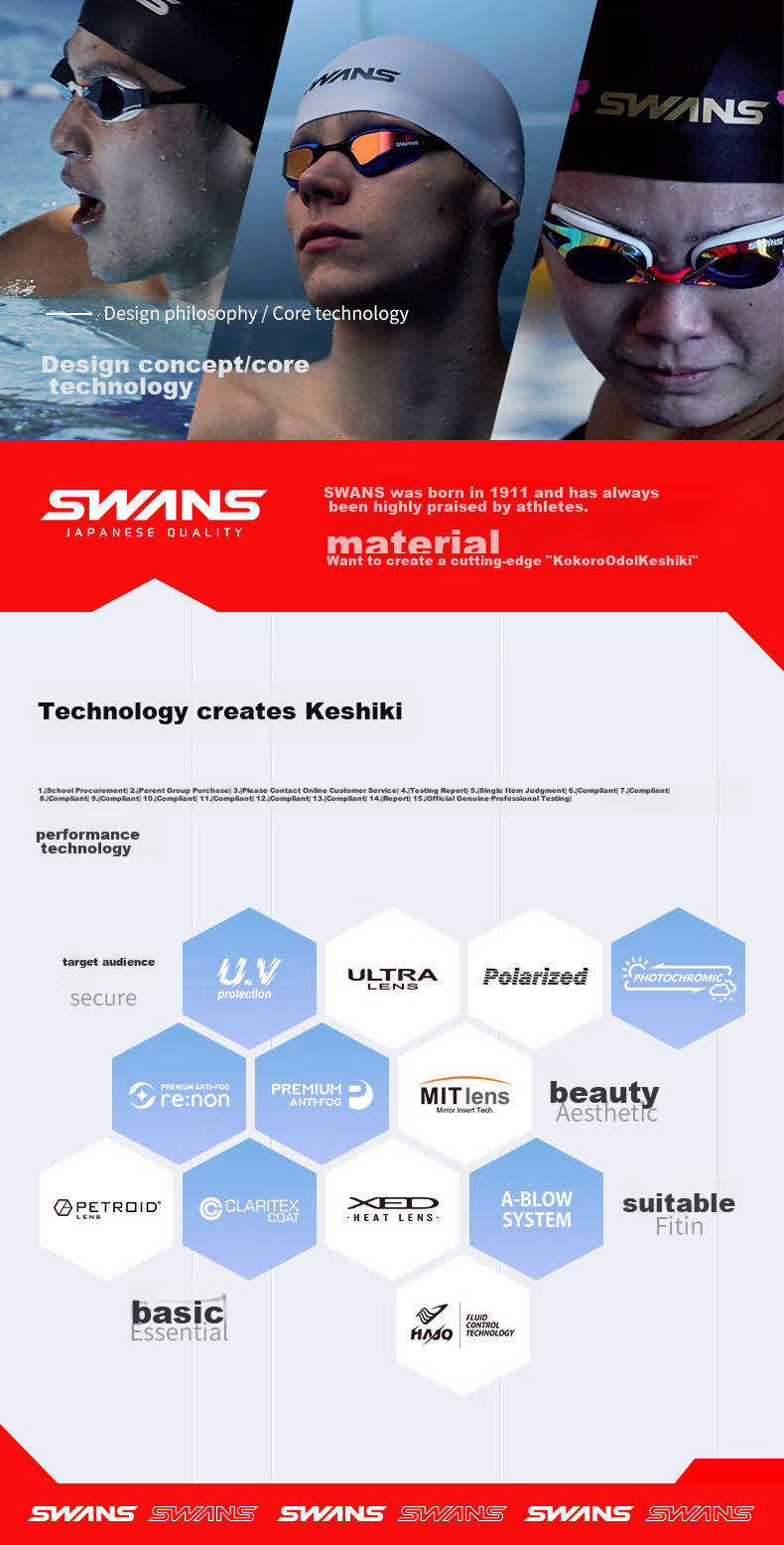 Очки для плавания SWANS Adult Swimming Goggles, мужские и женские, с широким обзором, антифог, защита от УФ, противотуманные, для взрослых, для дайвинга, профессиональные, большие, модель Ice White