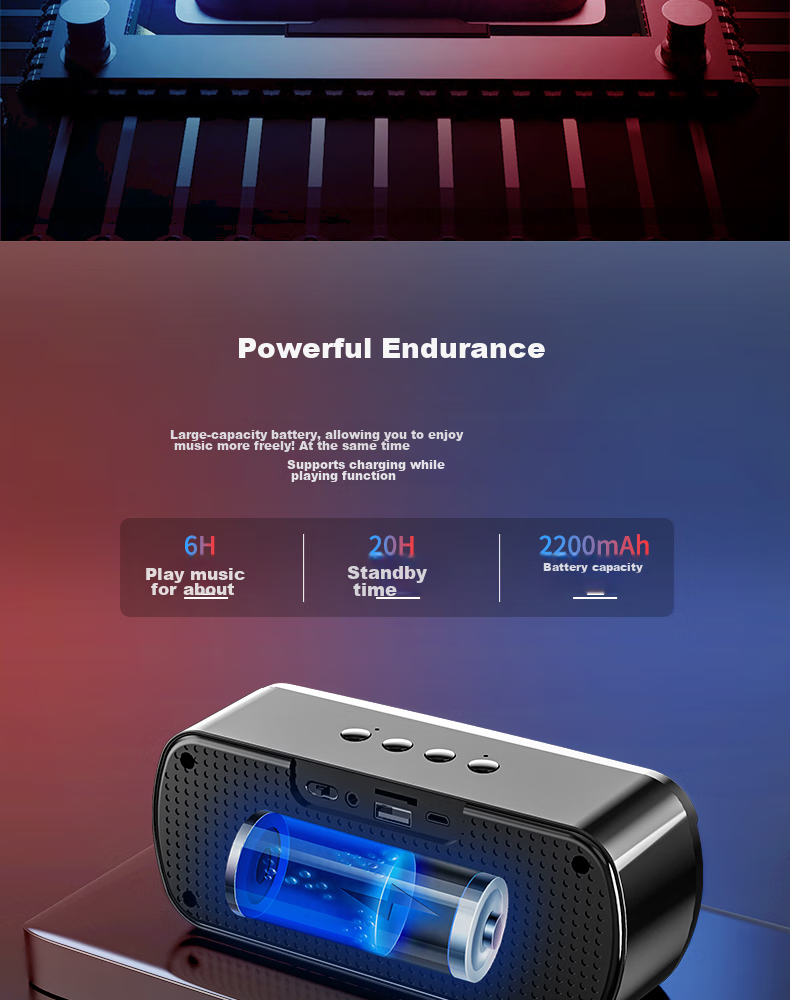 Беспроводная Bluetooth-колонка SADA V6, сабвуфер, высокая громкость, мини-портативная, совместимая с картой и USB, радио, для дома и улицы