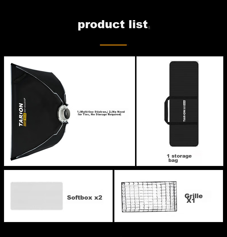 Софтбокс TARION SQ-6090F, 60x90 см, для прямой трансляции, студийной фотосъемки, с сотовой решеткой