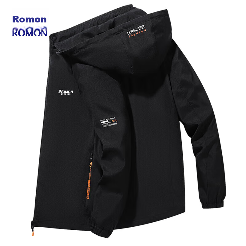 Мужская куртка ROMON, зимняя трендовая деловая повседневная верхняя одежда, универсальная мужская одежда с капюшоном, на флисовой подкладке MK53, черный цвет, размер 2XL