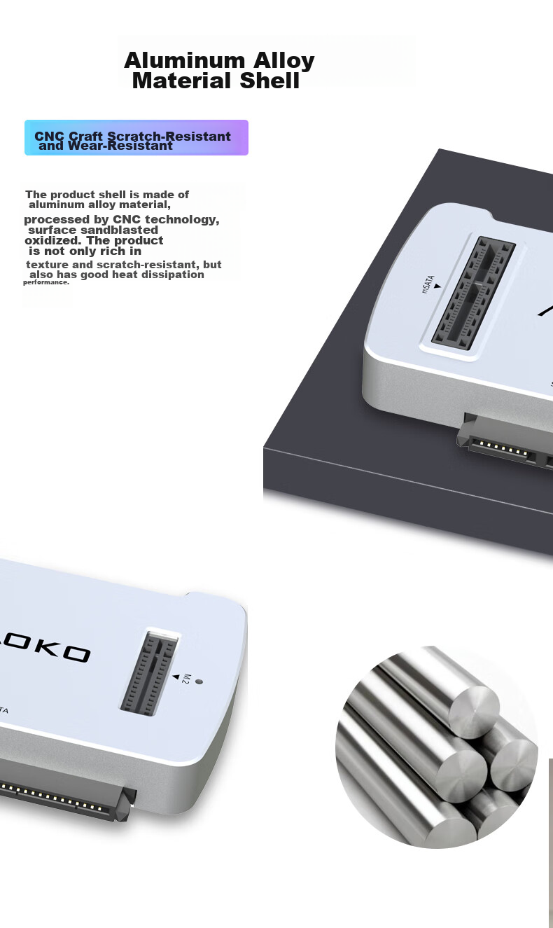 AOKO AM10SL - док-станция для SSD M.2/SATA/NVMe, mSATA, 2.5/3.5" SATA, USB Type-C, алюминий, серебристый