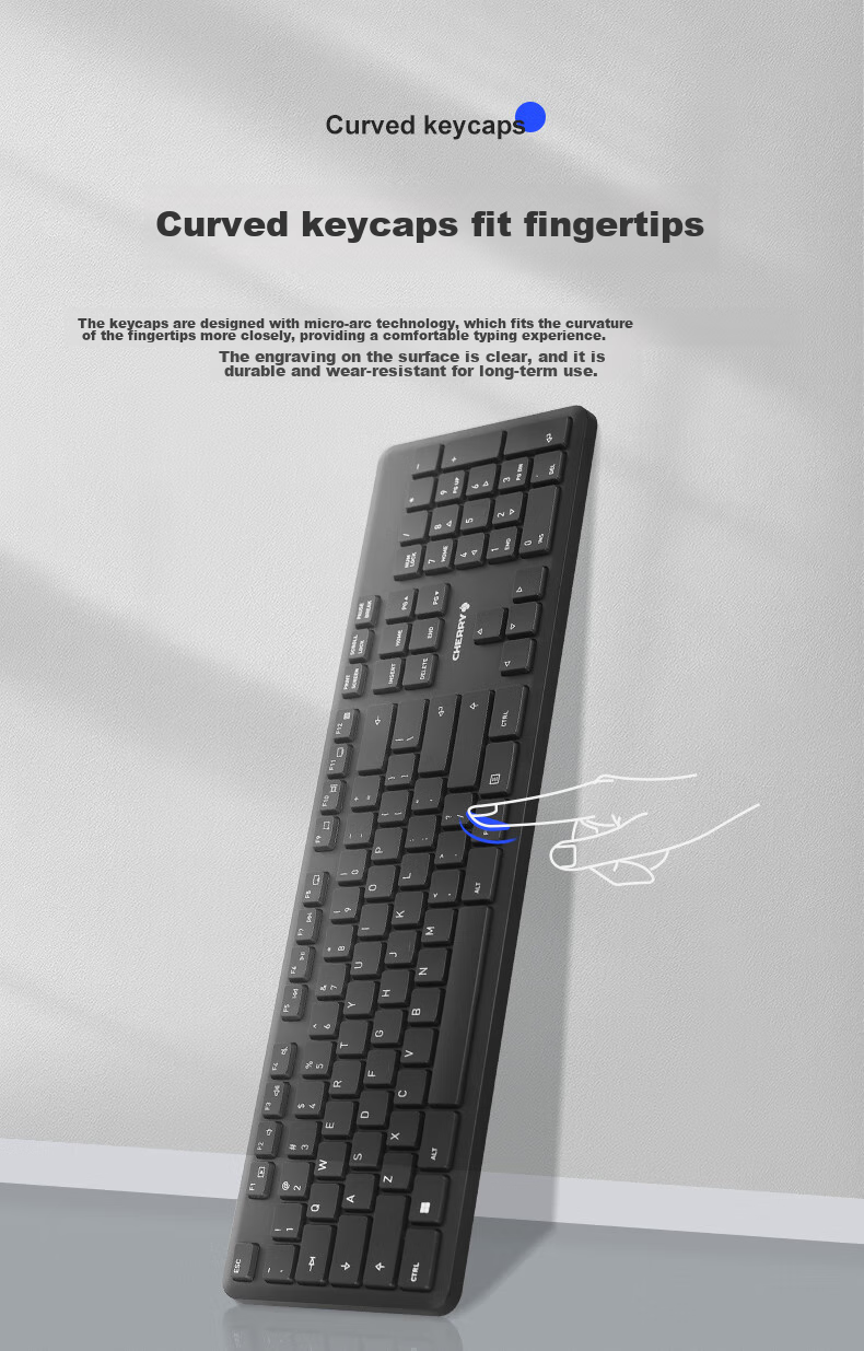Беспроводной комплект CHERRY DW2300: клавиатура и мышь, черный. Полноразмерная, тихая, портативная, для офиса и дома.