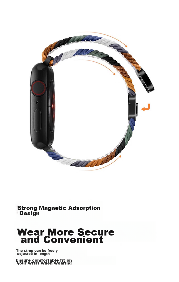 Ремешок MSSM для Apple Watch, нейлоновый плетеный, с магнитной застежкой, цвет "Звездная пыль", 38/40/41/42 мм