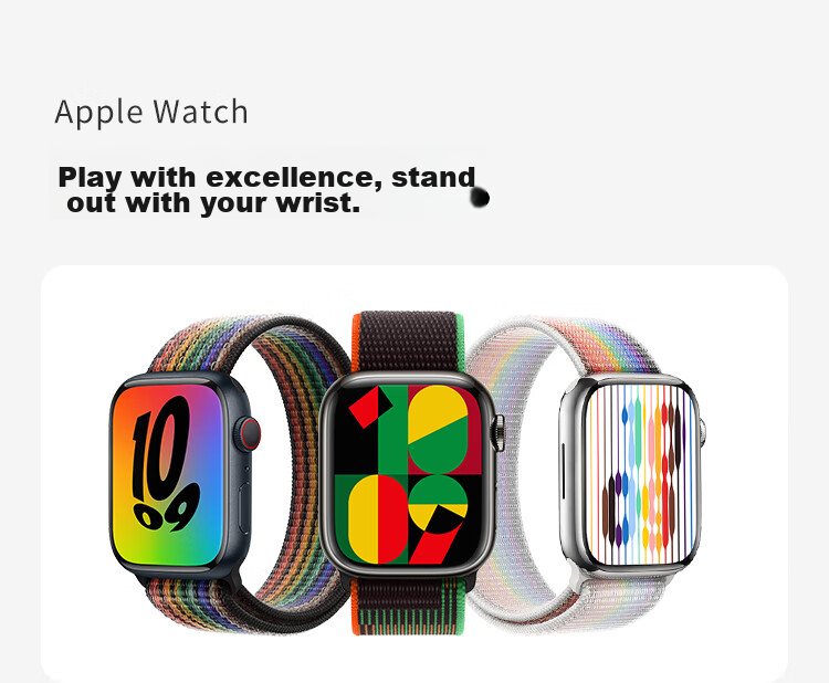 Ремешок MSSM для Apple Watch Series 11, Ultra 3/S10/9/SE3, Белый Радужный, 44/45/46/49MM, нейлоновый
