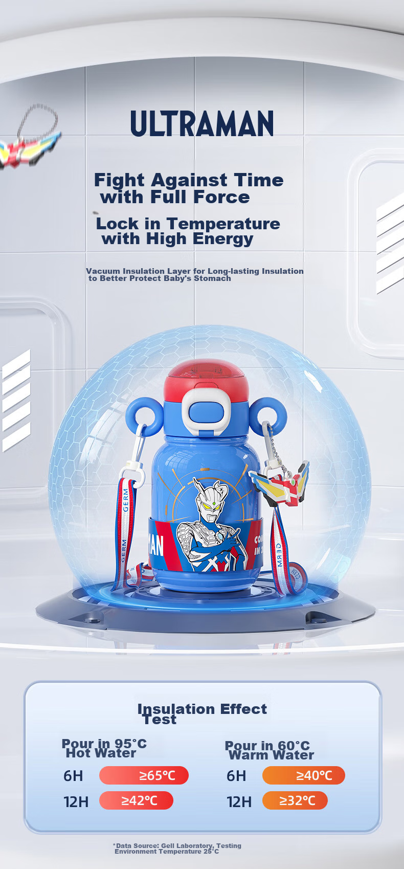 Детская термокружка Germ Ultraman с трубочкой, 500 мл, версия Zeta