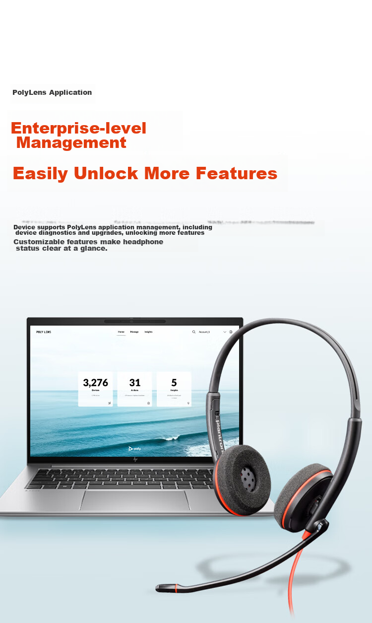 Гарнитура PLANTRONICS HP Blackwire C3220 USB-A, накладные, двусторонняя, с микрофоном, 0.8 м