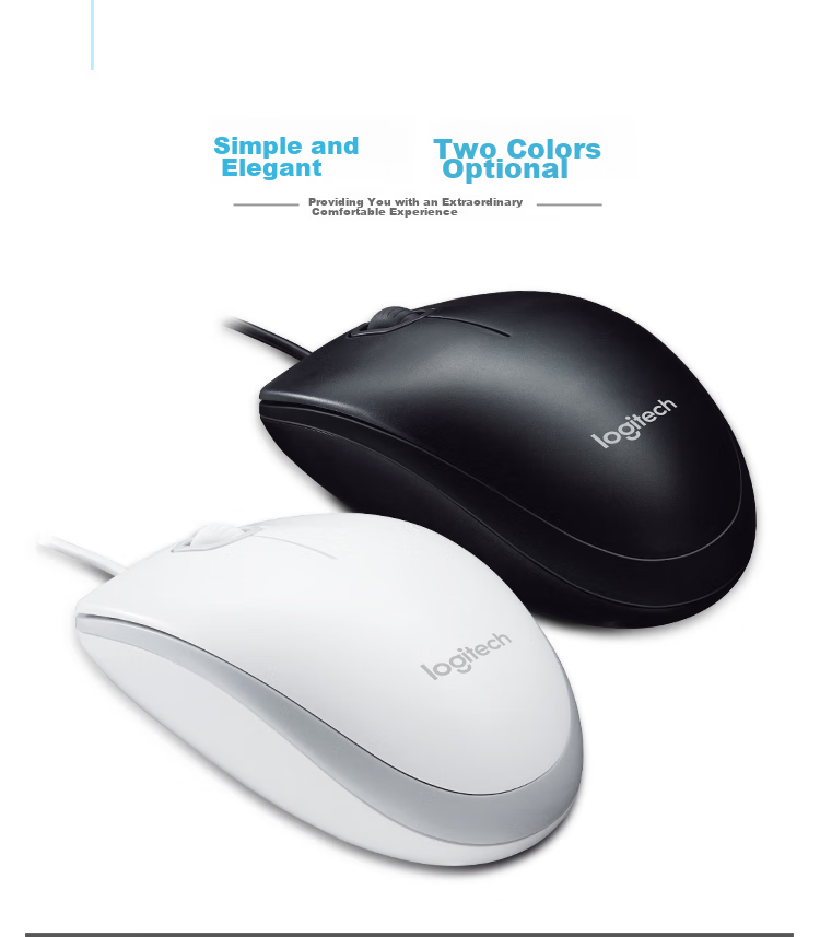 Проводная мышь Logitech M100r, симметричная, для офиса, для больших рук, черная