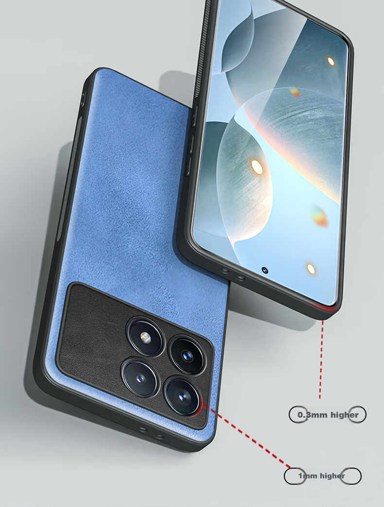 Чехол HotFire для Xiaomi Redmi K70/K70 Pro, кожаный, противоударный, простой стиль, коралловый синий