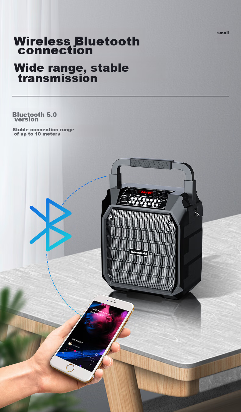 Портативная колонка Newmine K99, беспроводная, Bluetooth 5.0, с микрофоном, 17 Вт, 4000 мАч, 6.5 дюймов, черный