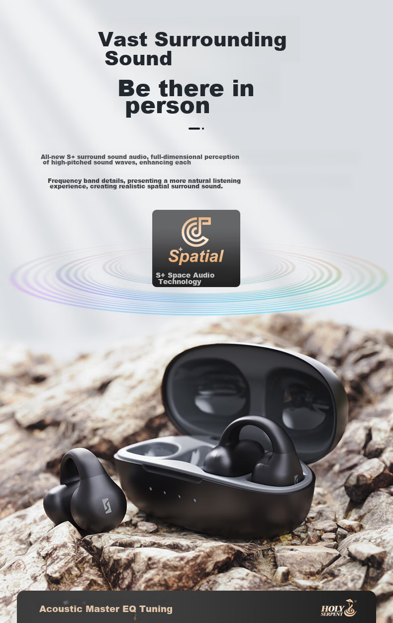 Беспроводные наушники Holy Serpent Meteorite C2 True Wireless Bluetooth, накладные, с костной проводимостью, для спорта, с шумоподавлением, совместимы с Apple и Huawei