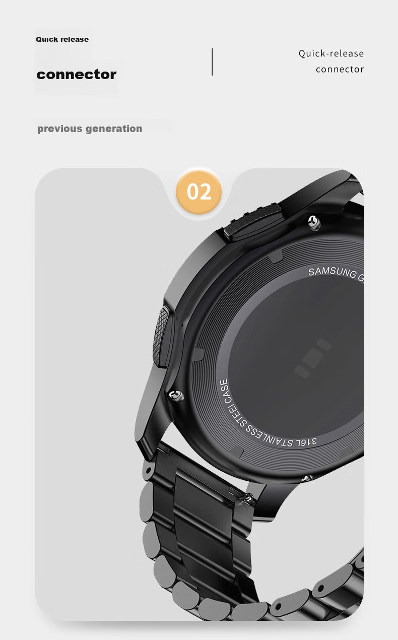 Ремешок из нержавеющей стали MSSM для Huawei Watch GT5/4/3/Watch3/Pro и Honor Magic2, трехзвенный, черный, 20 мм