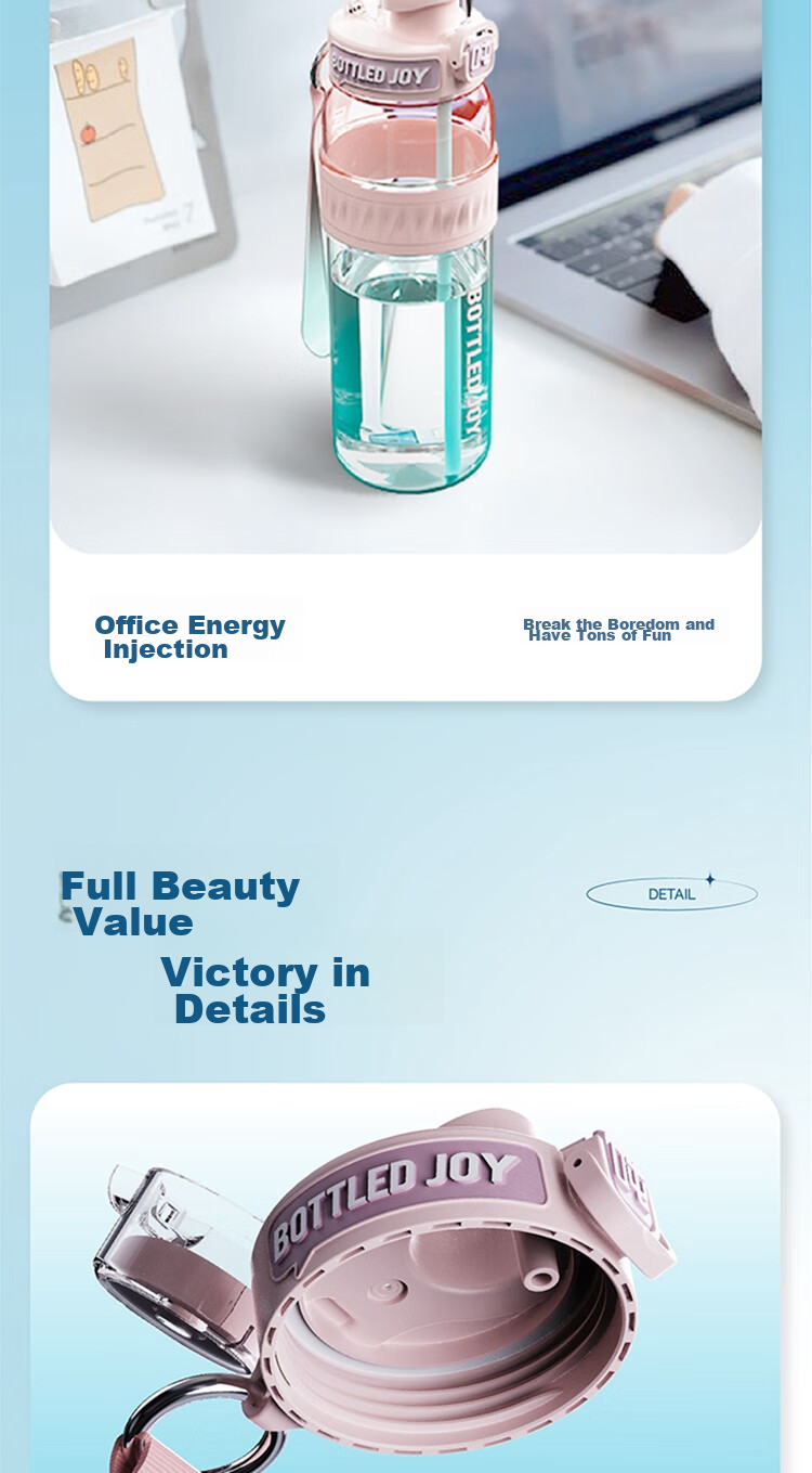 Бутылка для воды BOTTLED JOY Dundun Limited Edition, большая емкость, термостойкая, с лямкой, 750 мл, Зеленый монстр