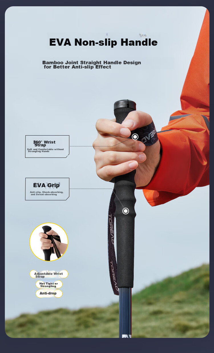Туристические палки TOREAD Carbon Fiber Telescopic Trekking Pole, ультралегкие, складные, для хайкинга и альпинизма, темно-серый