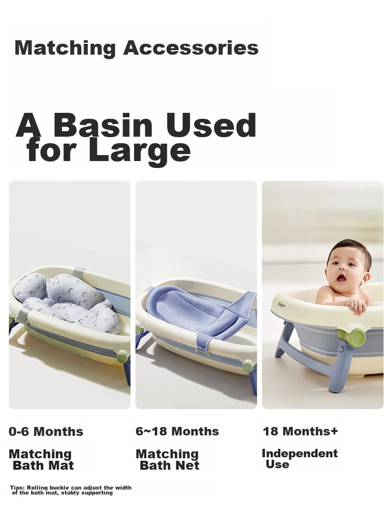 Детская складная ванночка Babycare 2.0 с ковриком, для купания младенцев сидя или лежа, синяя