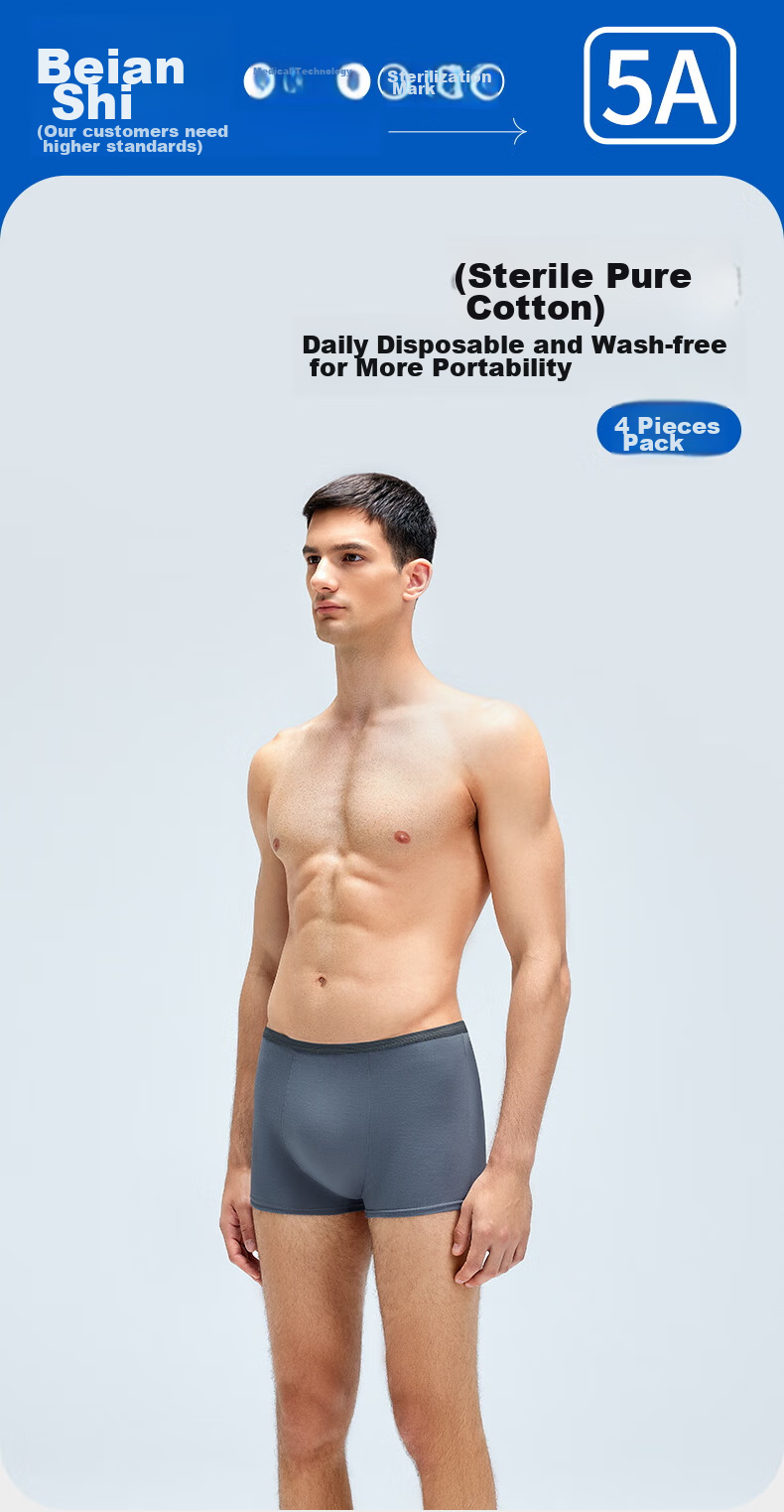 Одноразовые мужские боксеры Briars, 4XL, 4 шт., серый-синий