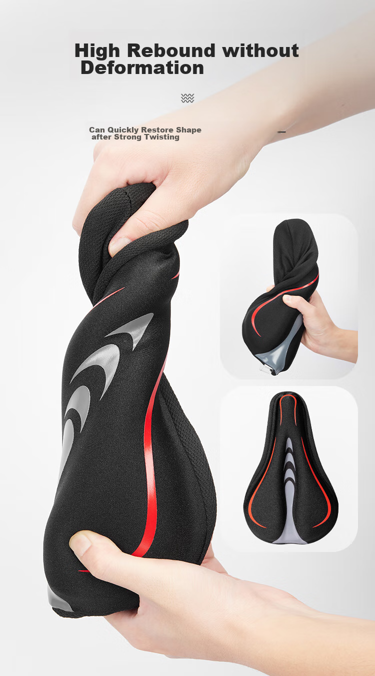 Велосипедное седло Move Iron, универсальное силиконовое, для горных и шоссейных велосипедов, с мягкой набивкой, черное с красным, версия с задним фонарем