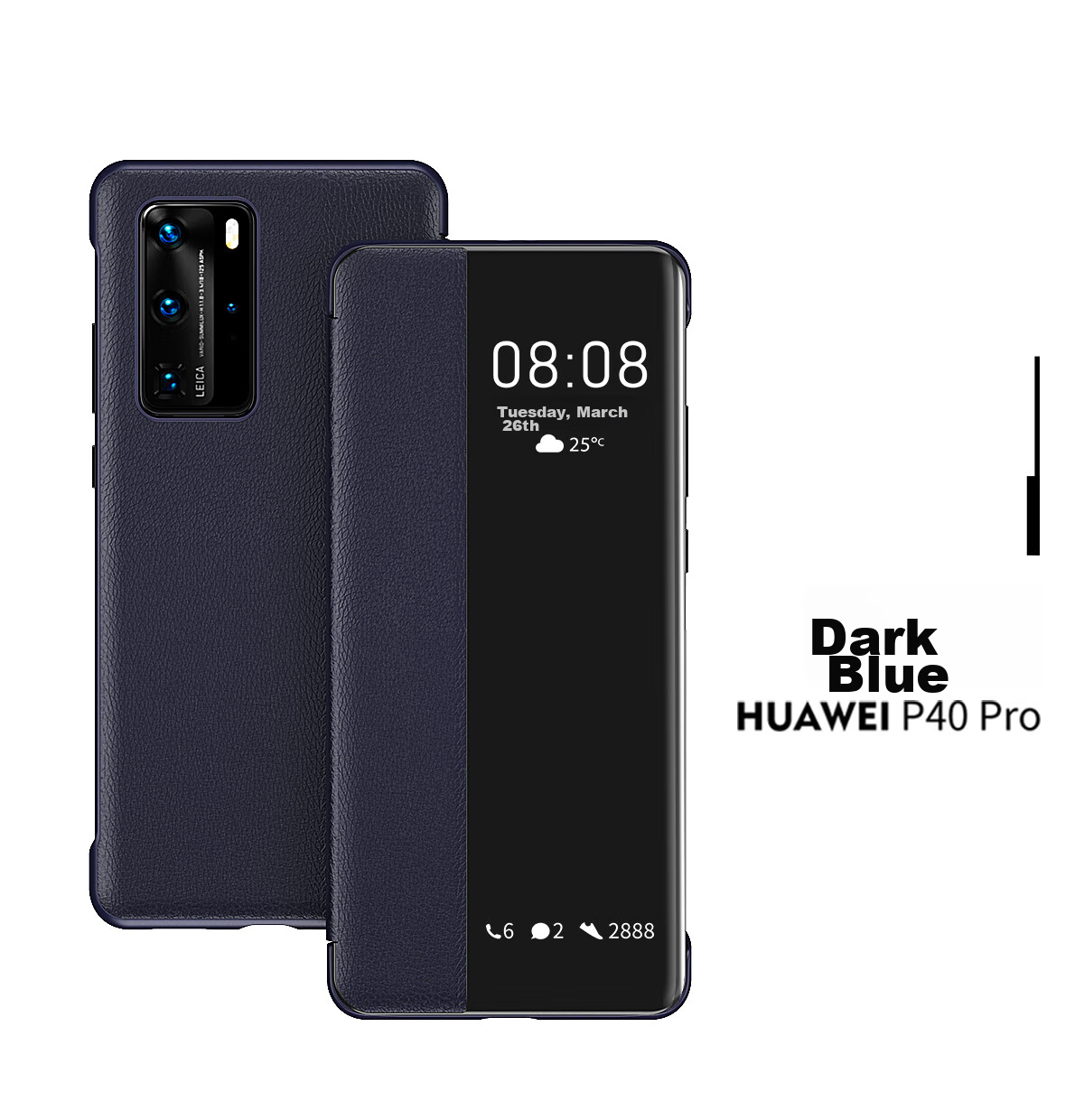 Чехол-книжка ZhengJian из натуральной кожи для Huawei P40 Pro, с окном Smart View, черный