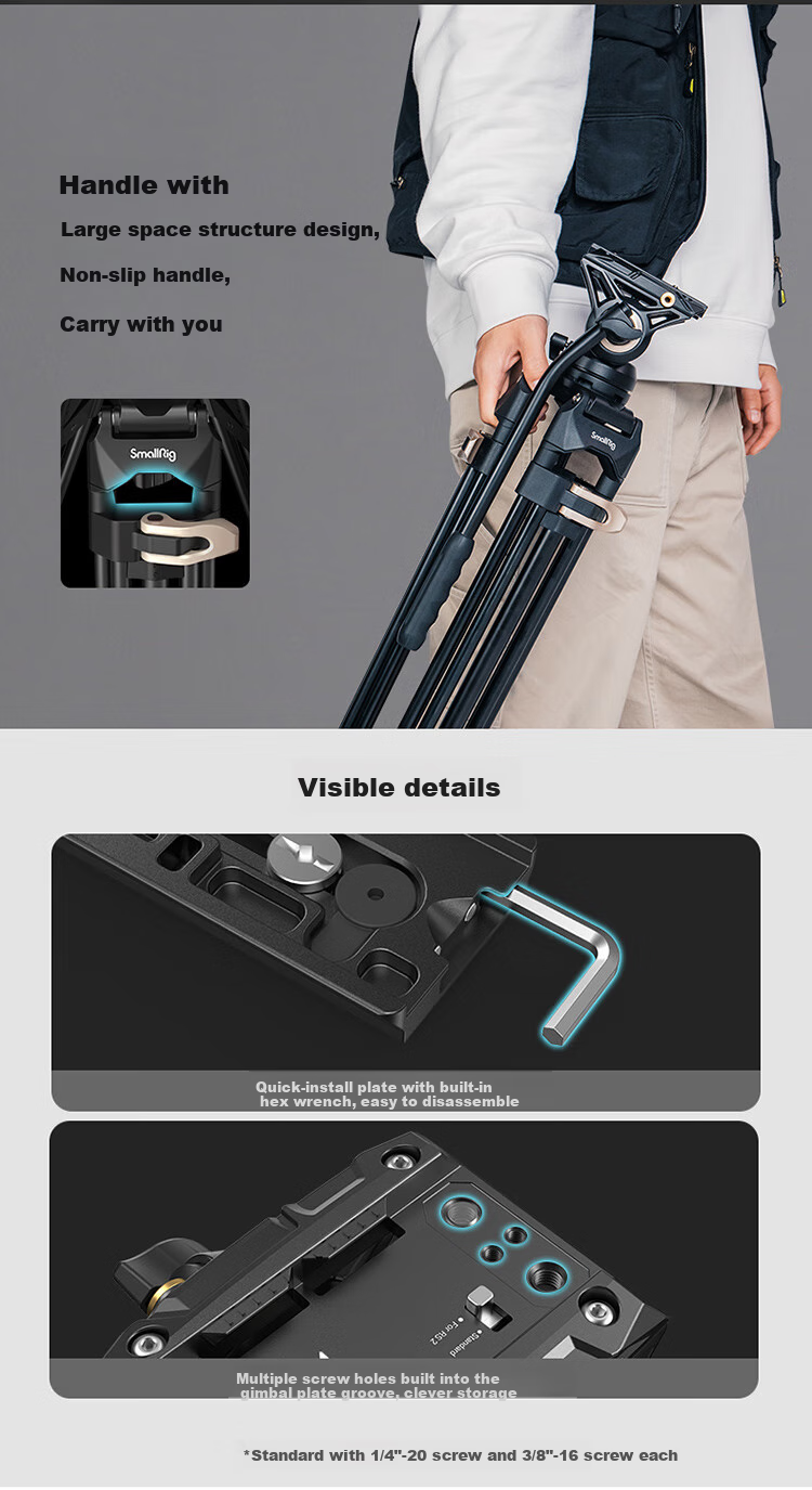 Профессиональный штатив SmallRig 3751 с гидравлической головкой, для DSLR камер, алюминиевый сплав, нагрузка 8 кг