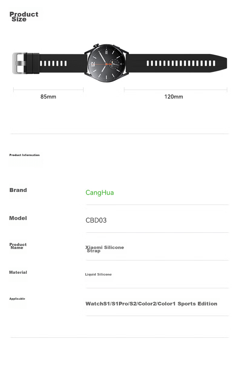 Ремешок CangHua для Xiaomi Watch S4, S3, S2, S1, S1Pro, Color2, Color Sport Edition, водонепроницаемый, дышащий, спортивный, силиконовый