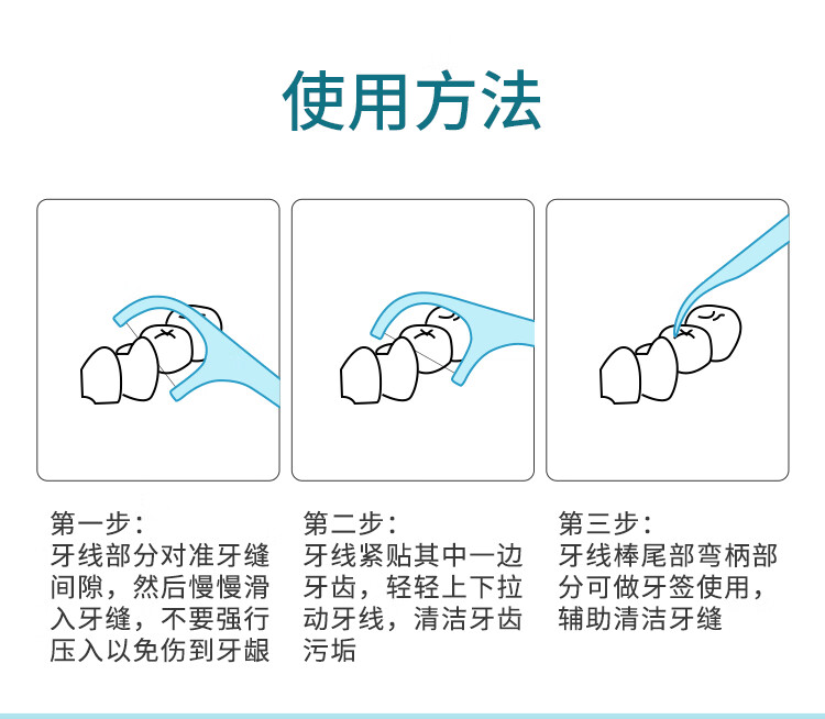 央氏专业洁齿牙线棒50支/盒装清洁牙缝细滑圆线便捷牙签