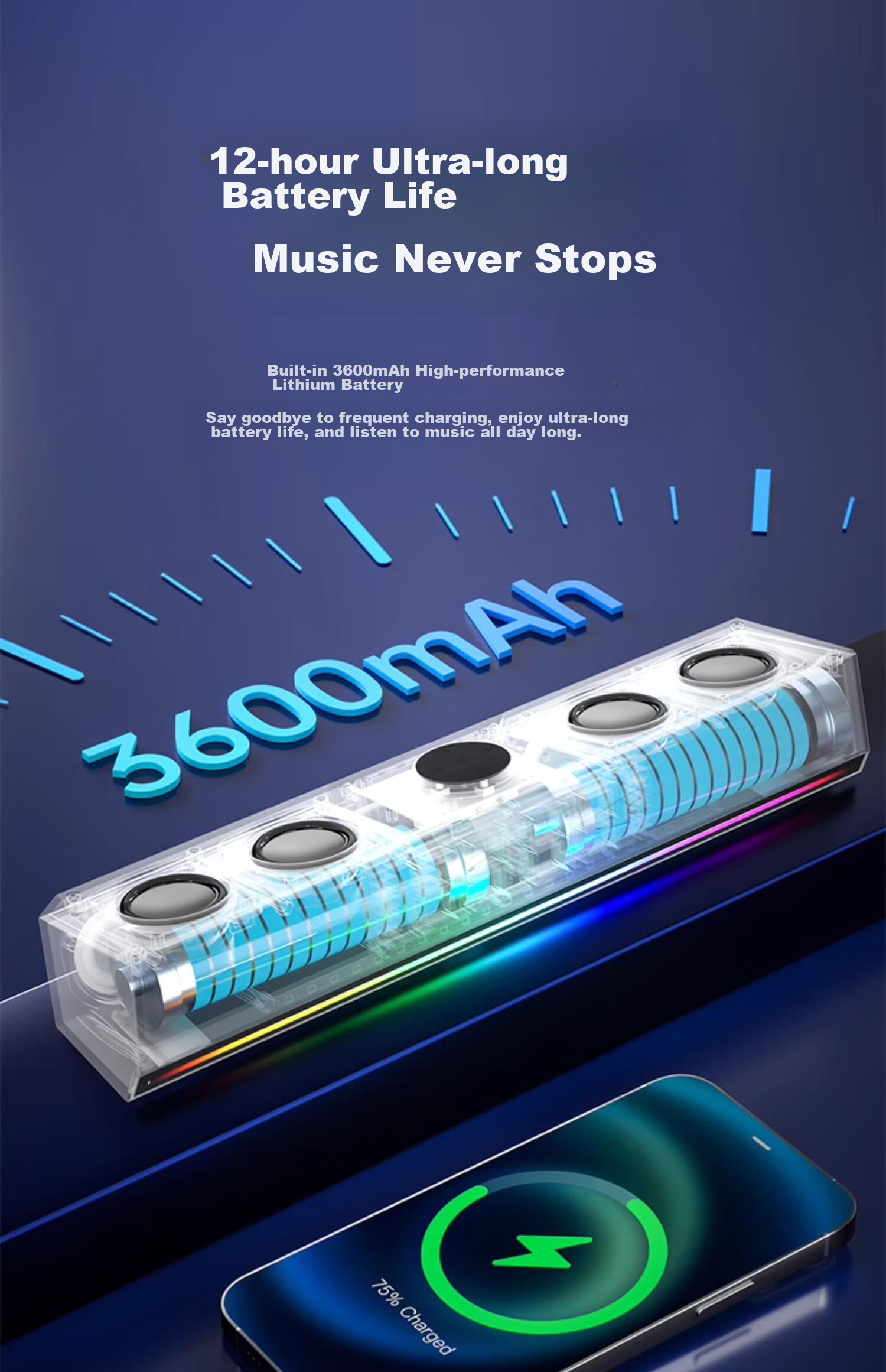 Акустическая система Soaiy SH18 Bluetooth, саундбар для компьютера, игровая акустика для ПК, черная версия с часами и подсветкой
