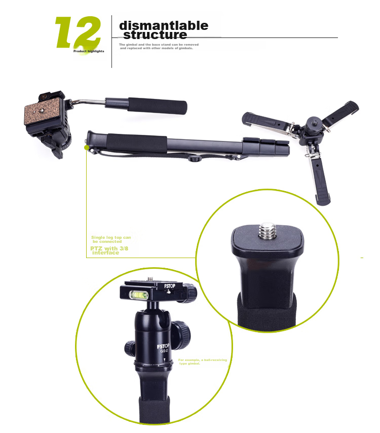 YUNTENG Monopod 038 Professional Photography And Videography Monopod, Hydraulic Head Single-Legged Tripod, DSLR Camera DV Camcorder Selfie Stand with Support Foot Pad Monopod