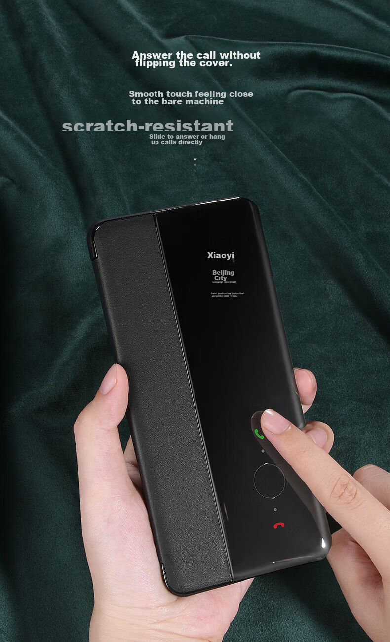 Чехол-книжка Ekakashop Smart View Flip Case для Huawei P40 Pro, защита от падений, бизнес-стиль, кожаный, черный